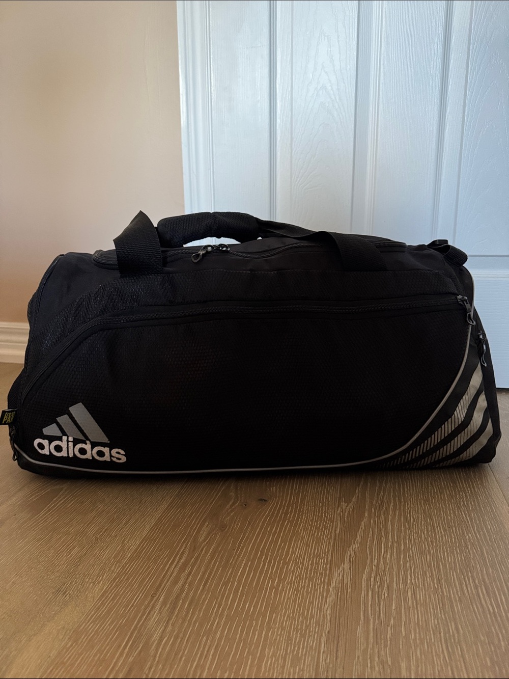 adidas Black Duffel Bag with Reflective Logo